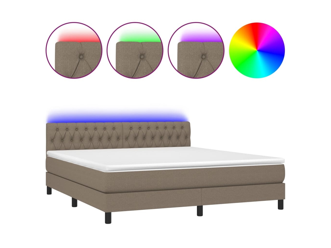 Box Spring Bed, Box Spring Beds Vidaxl Cinzento-acastanhado Tecido (180 X 200 Cm)