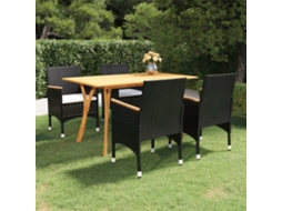 Vidaxl 5 Pcs Conjunto De Jantar Para Jardim Preto