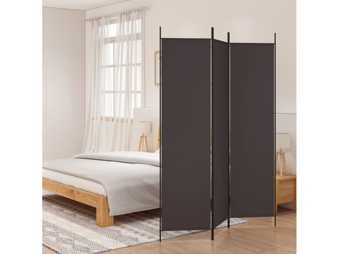 Vidaxl Biombo/divisória Com 3 Painéis 150x200 Cm Tecido Castanho