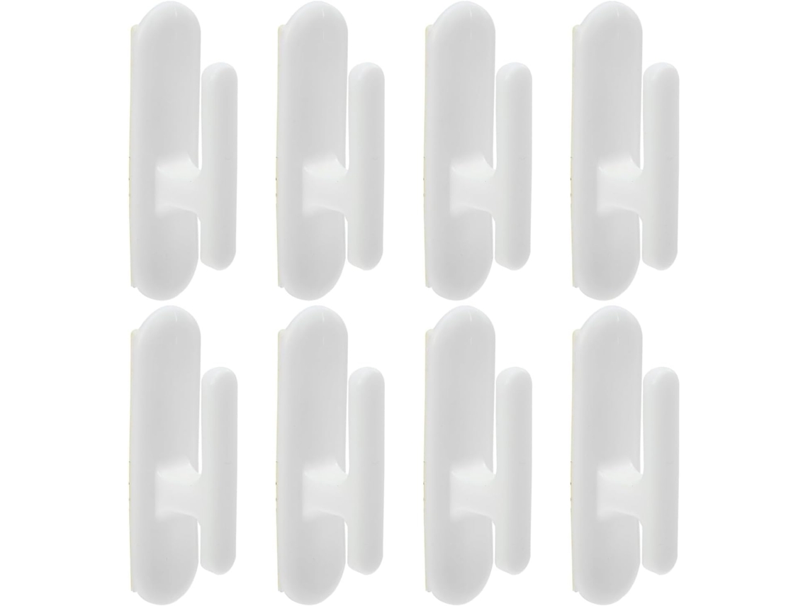 Conjunto De 8 Ganchos/tachinhas Autoadesivas Brancas Para Corda De Cortina, Fixação Resistente Na Pa Gokoco