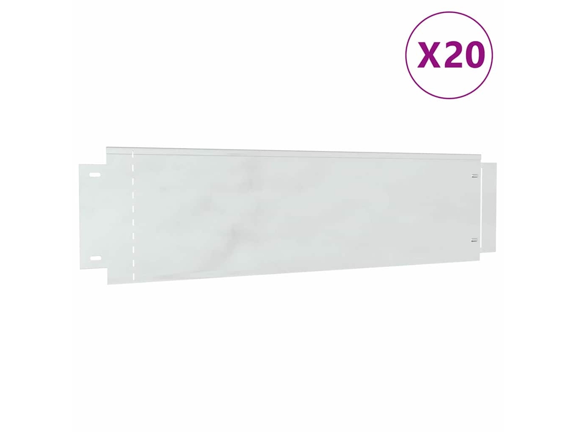 Conjunto 20 Bordas De Jardim Vidaxl Prateado Aço (100 X 25 X 0,07 Cm)