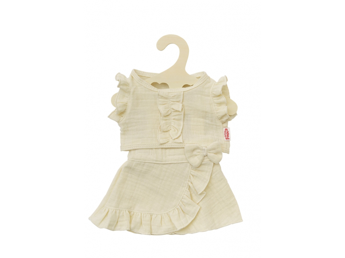 Conjunto De Roupa Para Boneca Heless Saia Envelope E Blusa Em Algodão Orgânico Cru, Tamanhos 35 45 Cm.