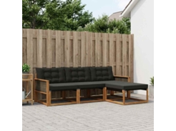 Vidaxl Conjunto De Sofás Para Exterior 4 Unid. Natural E Preto