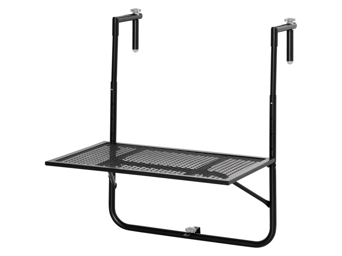 Mesa Dobrável CHEZMOI com Corrimão, 60x60x57-72cm, Preta