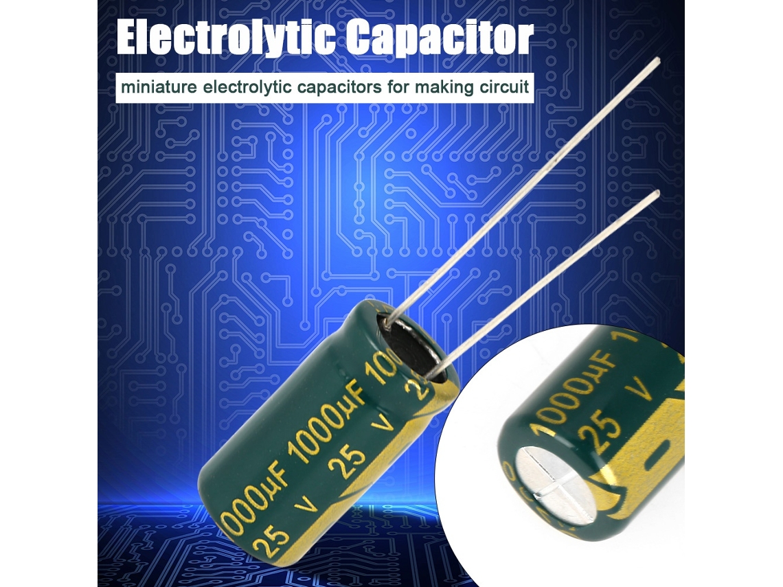 Conjunto De Capacitores Eletrolíticos Radiais Laxiscreed 25v 1000μf, 20 Peças Verdes