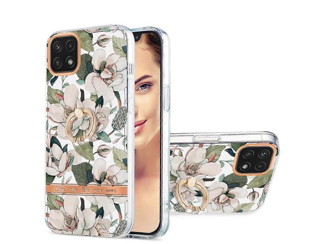 Capa De Celular Em Tpu Com Estampa De Flores E Anel Imd Para Samsung Galaxy A22 5g