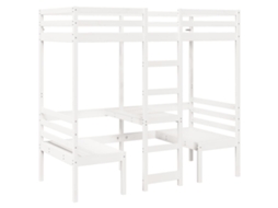 Cama Alta com Secretária e Cadeiras Pinho Maciço Branco MAISON EXCLUSIVE (75x190 cm)