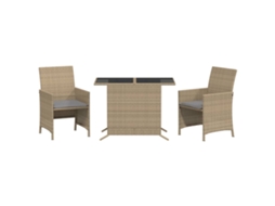 Conjunto Bistrô 3 Peças com Almofadões Vime Pe Bege Misturado MAISON EXCLUSIVE (3 unidades)