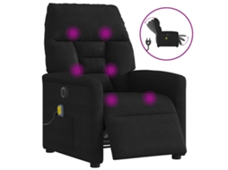 Vidaxl Poltrona De Massagens Reclinável Elétrica Microfibra Preto
