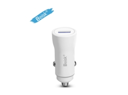 Carregador De Carro De Porta Única Usb De Beisk, Carregador Portátil Branco Do Veículo, Branco 1 Peça