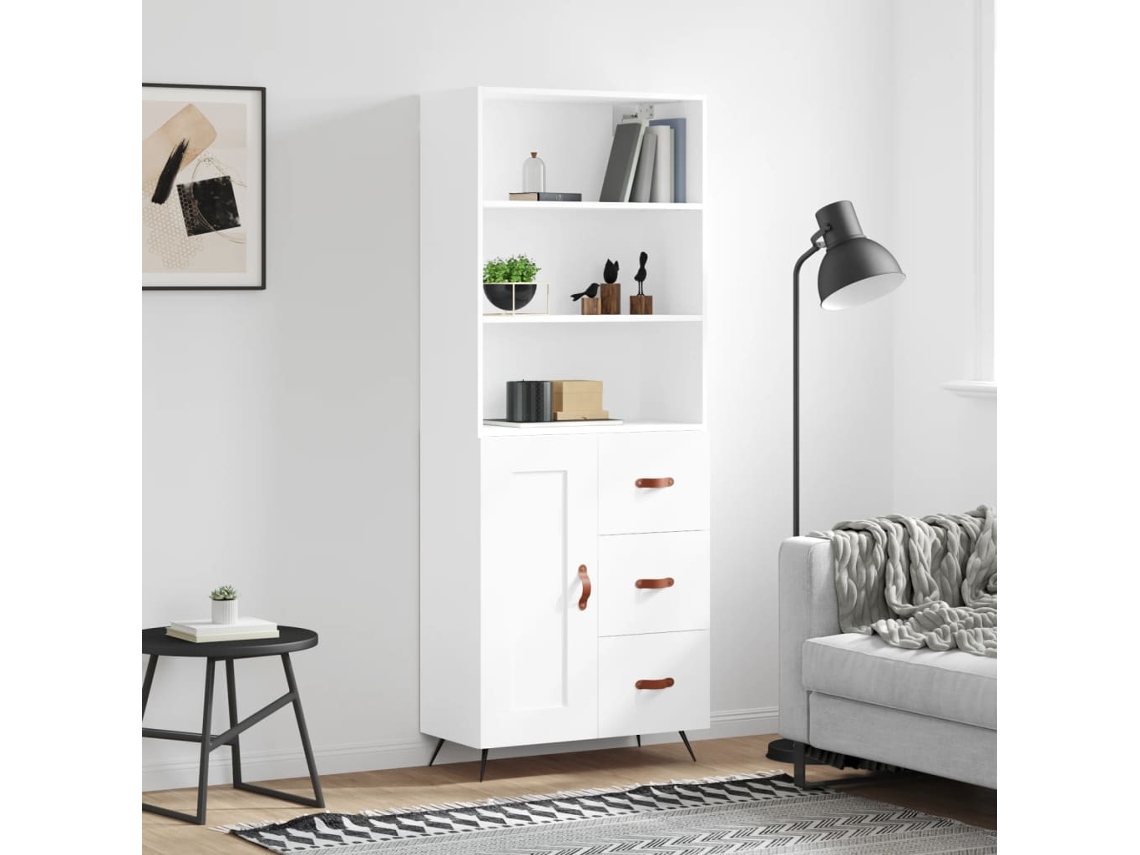 Vidaxl Armário Alto 69,5x34x180 Cm Derivados De Madeira Branco