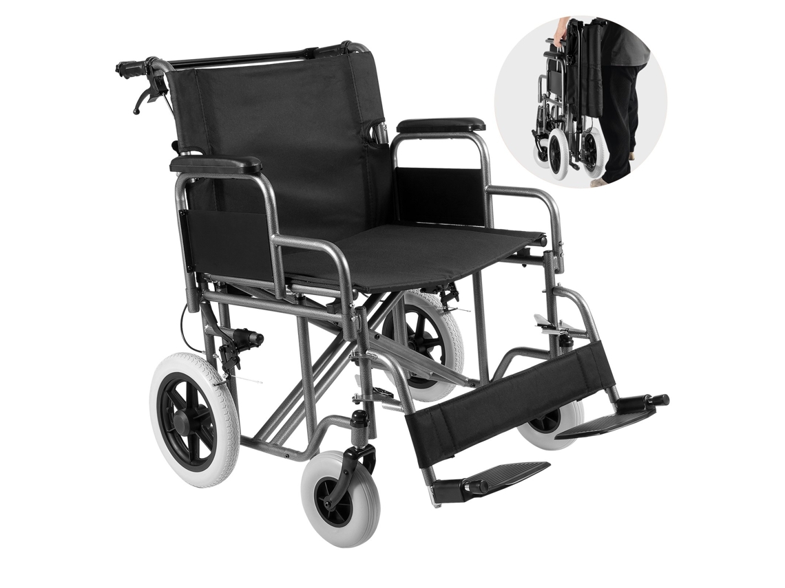 Cadeira de Rodas Cadeira de Transporte de Aço Cadeira de Rodas Dobrável de 24 Polegadas com Assento W 300 Libras VEVOR