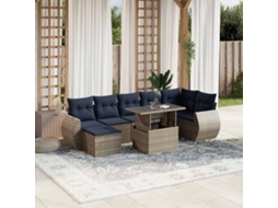 Vidaxl Conjunto De Sofá De Jardim Com 8 Peças E Almofadas Em Rattan Sintético Cinza