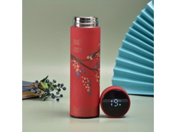(vermelho) Uma Garrafa Térmica Estilo Chinês Com Visor Inteligente De Temperatura, Copo Térmico Retrô Em Aço Inoxidável.