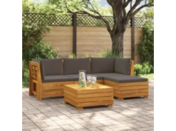 Vidaxl Conjunto De Sofás Para Exterior Com Almofada 5 Peça Castanho