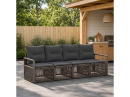 Vidaxl Conjunto De Sofá De Jardim 4 Unid. Cinzento Vime Pe
