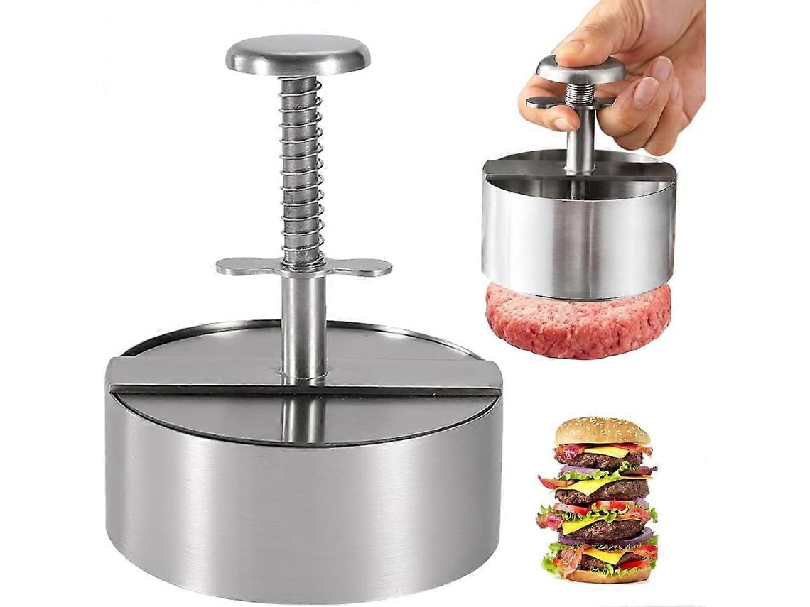 Molde para Hamburguesas de Acero Inoxidable 304 Ajustable Antiadherente para Carne de Res, Cerdo Y Pavo 114mm