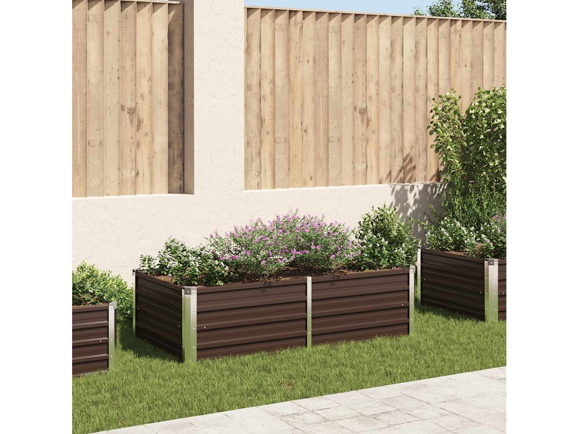 Vidaxl Canteiro De Jardim Elevado 160x80x45cm Aço Galvanizado Castanho