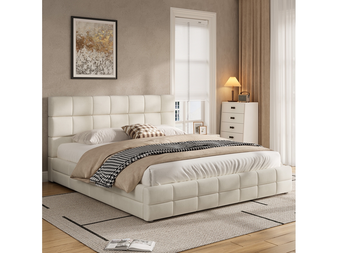Cama De Plataforma Estofada 180x200, Bege