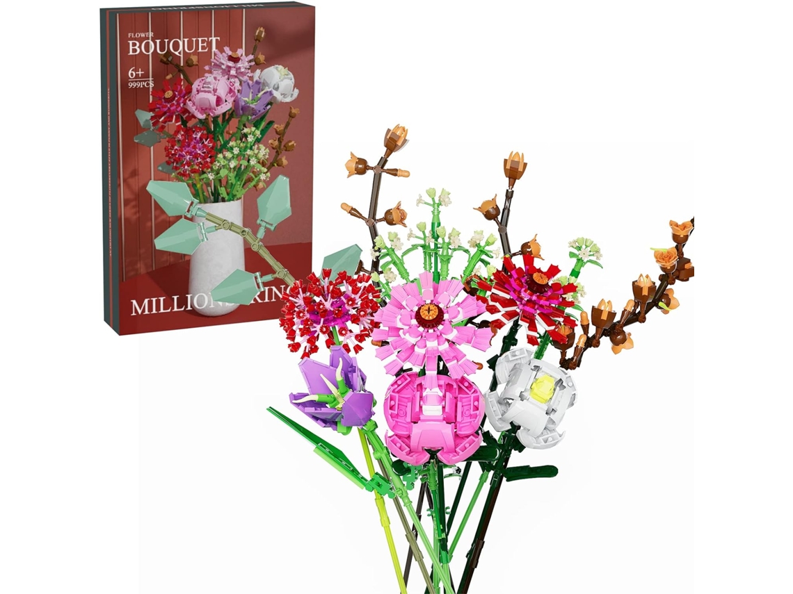 Kit de Construção de Buquê de Flores Buquês de Construção de Flores Criativas Bloco de Construção Colecionável para Presente JEDBESETZT