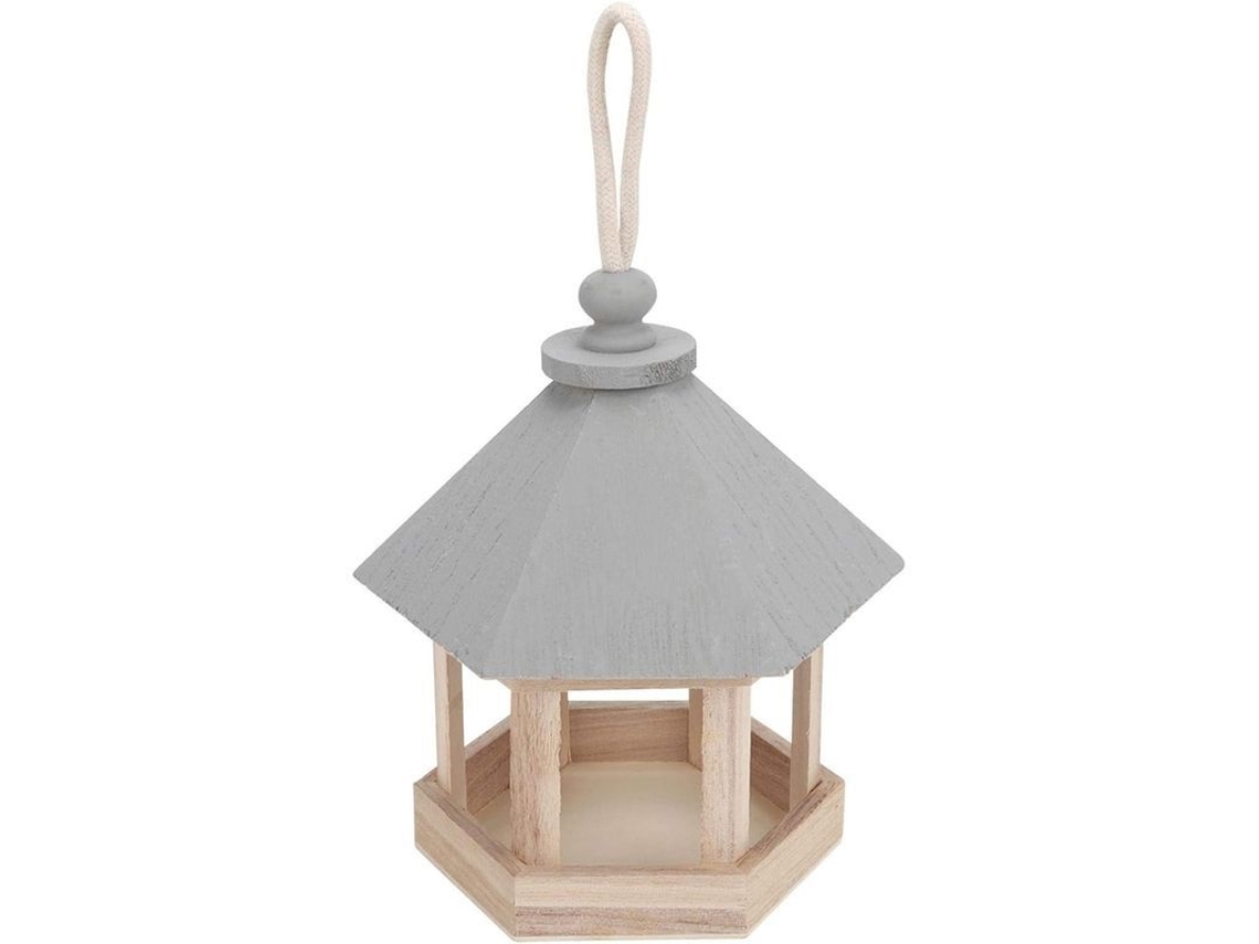 Caja De Pájaros Colgante De Madera Para Exterior Diseño Casa Alimentador Jardín Aves Pequeñas 20x17x17cm