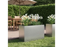 Vidaxl Vaso De Jardim Prateado 80 X 30 X 40 Cm Aço Inoxidável