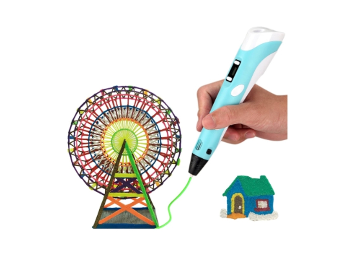 Caneta de Impressão 3D com Tela Lcd Caneta de Desenho 3D com Filamento Pla de 3 Cores Compatível com Filamento Pla/Abs Presente Criativo