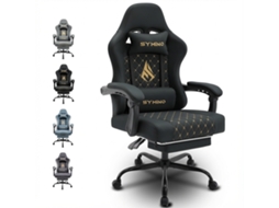 Cadeira Gaming Ergonómica SYMINO Pele PU Race Confortável, Ajustável PRETA SYMINO