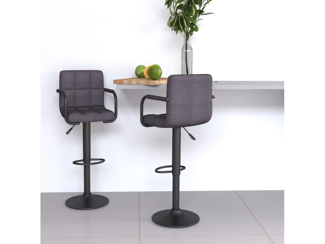 Vidaxl Bancos De Bar 2 Pcs Tecido Cinzento-acastanhado