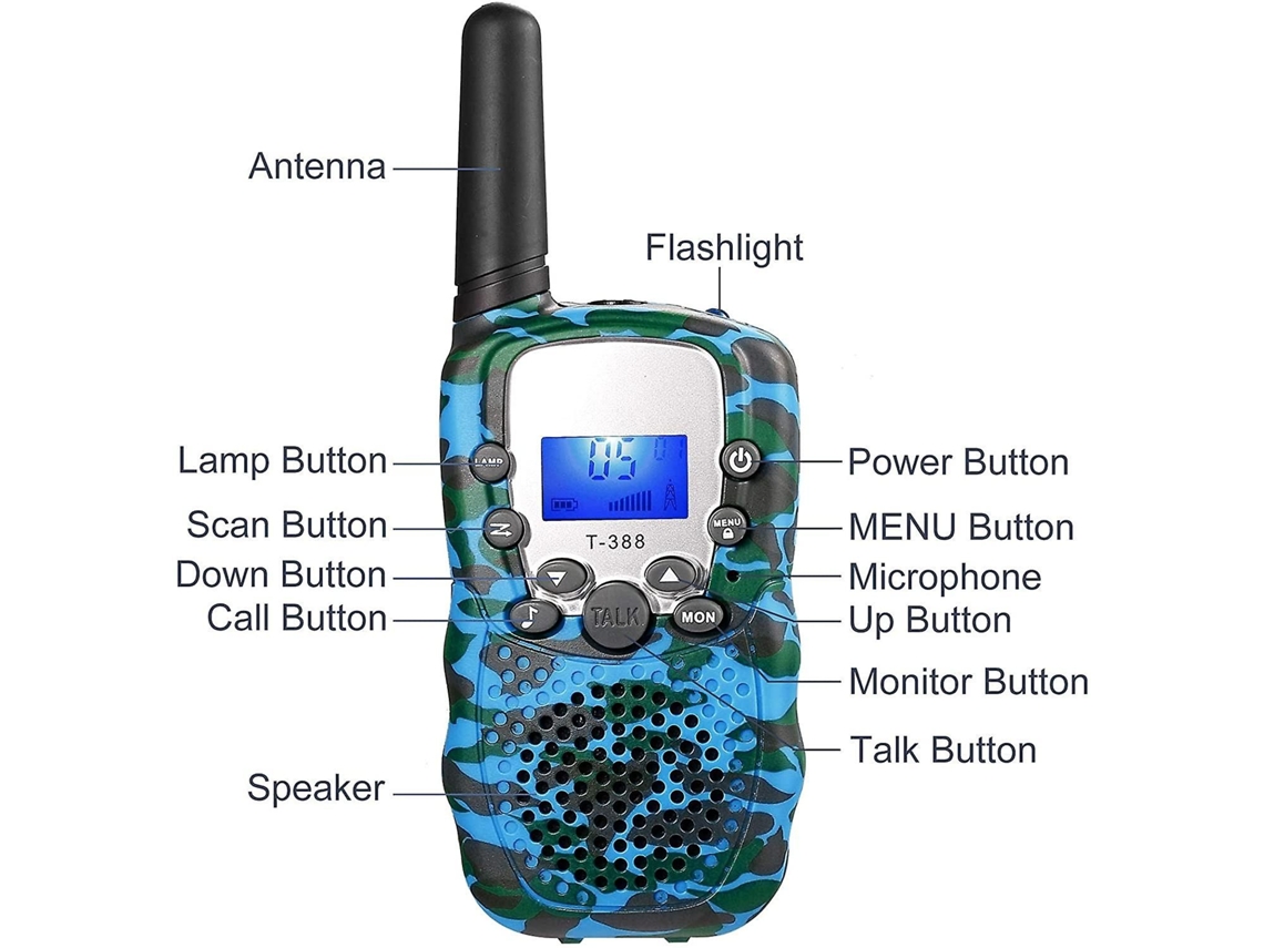 Walkie-talkie Infantil, 3 Km, 22 Canais, Com Lanterna