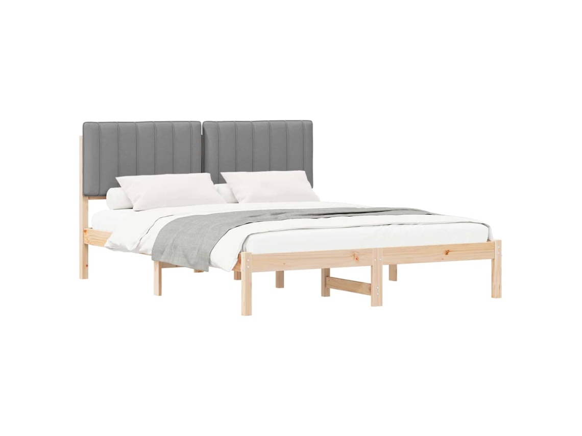 Estrutura de Cama com Cabeceira Estofada em Cinzento Claro MAISON EXCLUSIVE