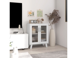 Buffet Compacto Vidro Transparente 61x35x75 Cm Branco 2 Portas ZIWEI STORE