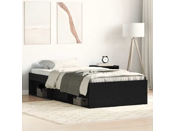 Vidaxl Estrutura De Cama Sem Colchão, Carvalho Preto, 100x200 Cm, Madeira Engenheirada