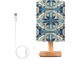 Luminária De Cabeceira Led Para Quarto, Luminária De Leitura Com Cúpula Tecido, Base De Madeira E Porta Usb Para