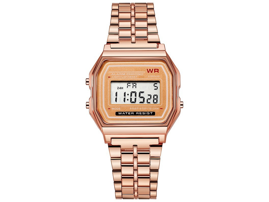 Relógio Digital De Luxo (ouro Rosa), Estilo Vintage, Com Visor Eletrônico.