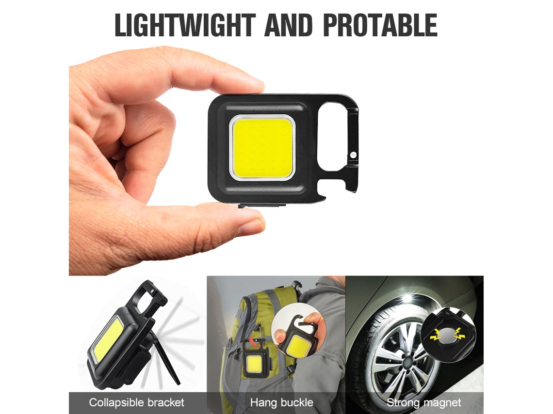 Luz de Camping LED Mali 3 em 1 com Abertura de Garrafas e Chaveiro Usb Recarregável Impermeável