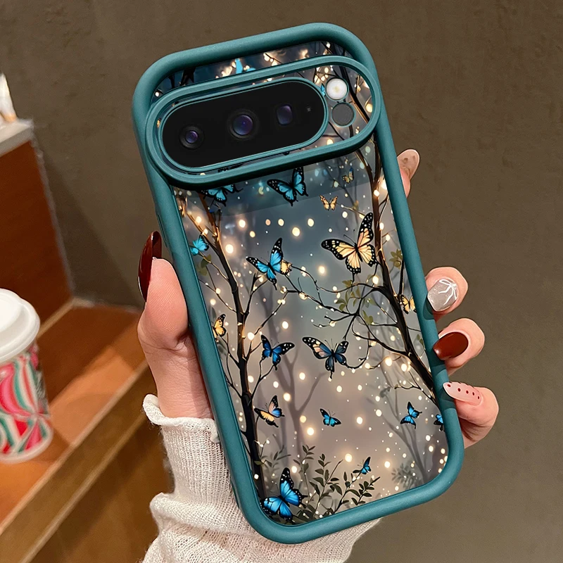Capa De Celular Google Pixel 8 Em Tpu Macio (azul), À Prova De Choque, Com Estampa De Borboleta.