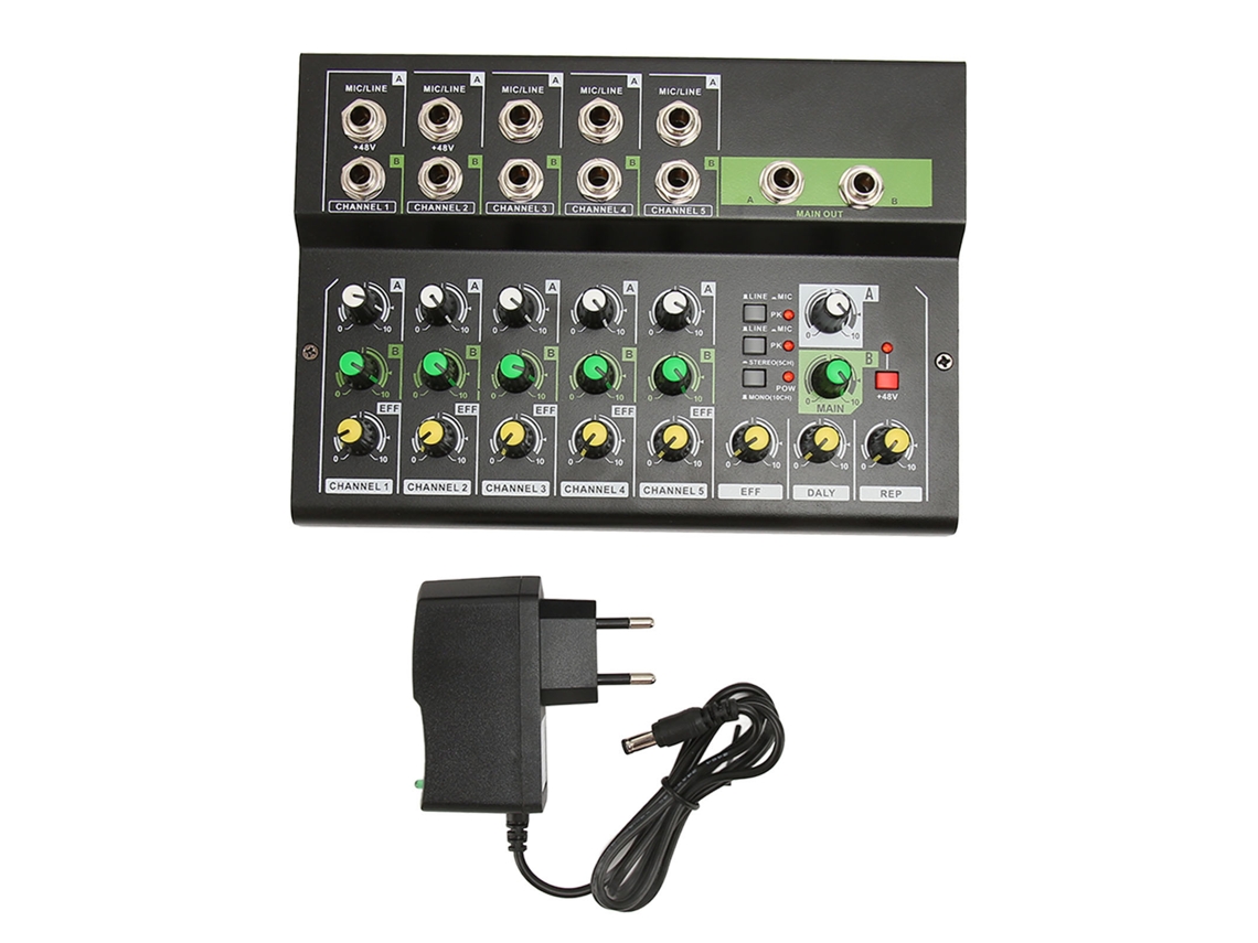 Aetheria mesa de Mixagem 5 Canais Profissional com 48v Phantom Power Estéreo para Dj Studio Streaming