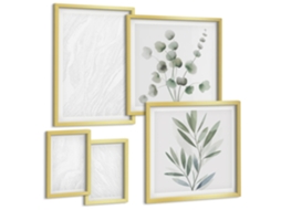 Composição De Quadros Na Parede Padrões Abstratos Linhas Texturas Moldura Dourada Quadros Para A Sala De Estar Espelharte (conjunto De 5 Imagens)