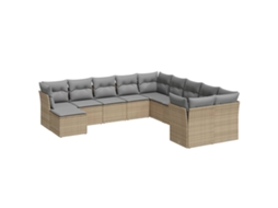 Conjunto de 11 Sofás de Jardim com Almofadões Vime Pe Bege MAISON EXCLUSIVE