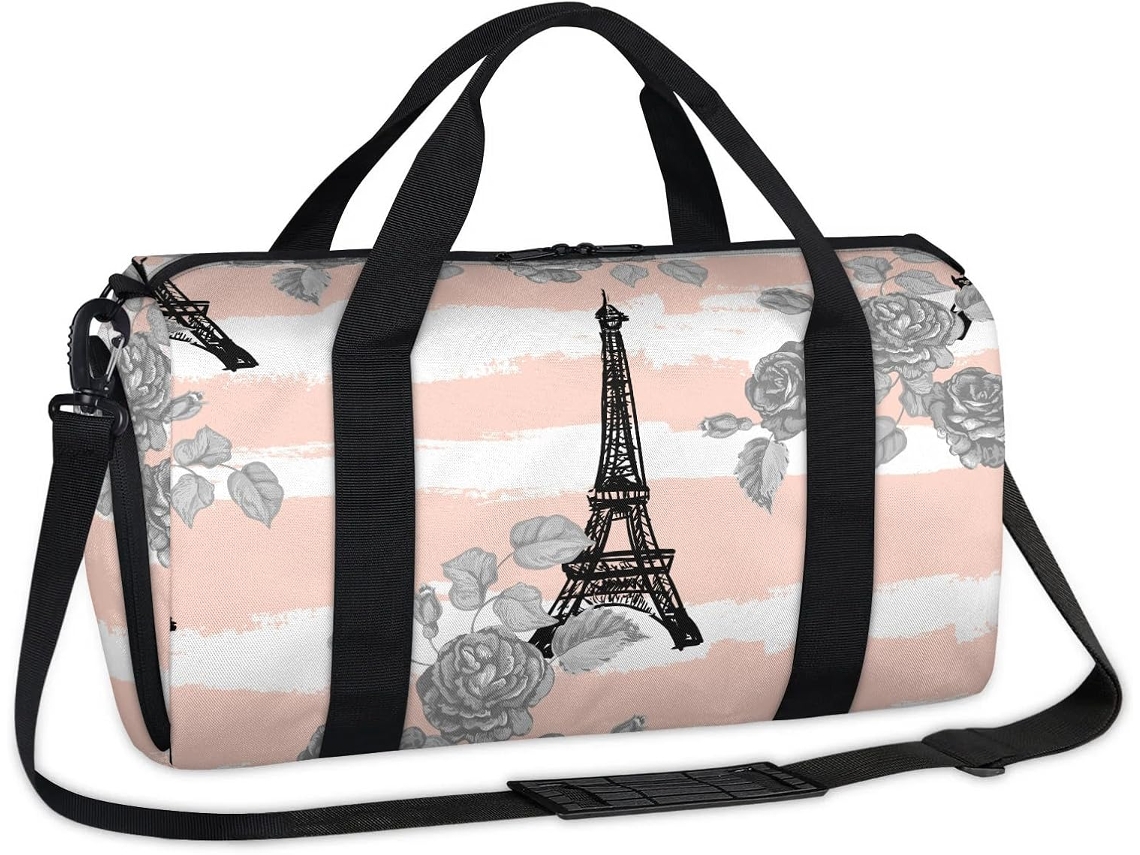 Bolsa MARCA Torre Eiffel com rosas 45x21x23cm tecido poliéster