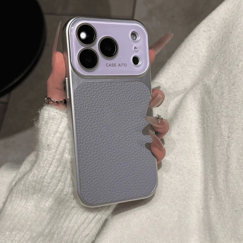 (roxo Claro 13) Capa De Celular Simples Com Textura De Couro E Resistente A Impactos