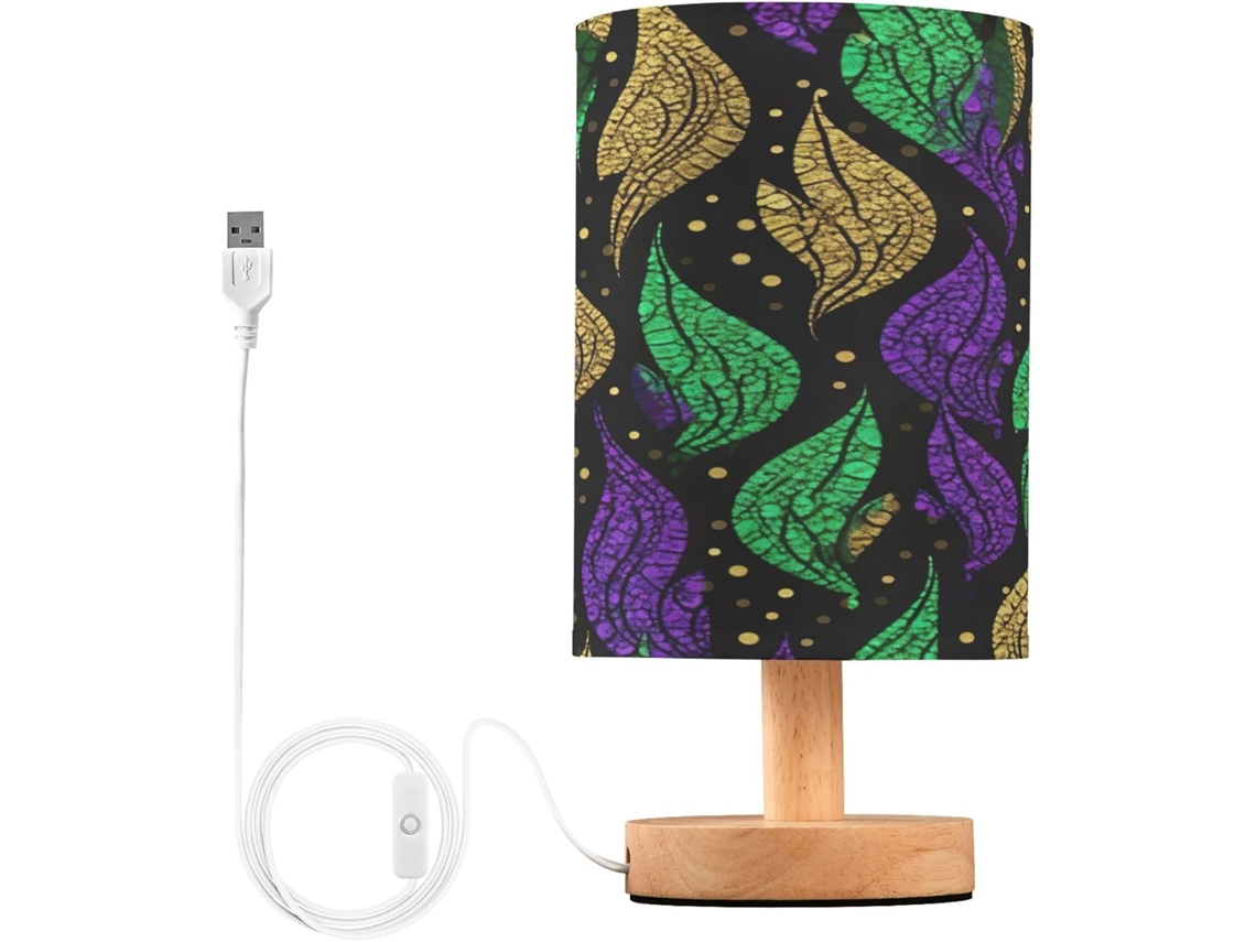 Abajur De Cabeceira Com Estampa Floral Abstrata, Luminária De Cabeceira Led, Luminária De Leitura Com Cúpula Tecido