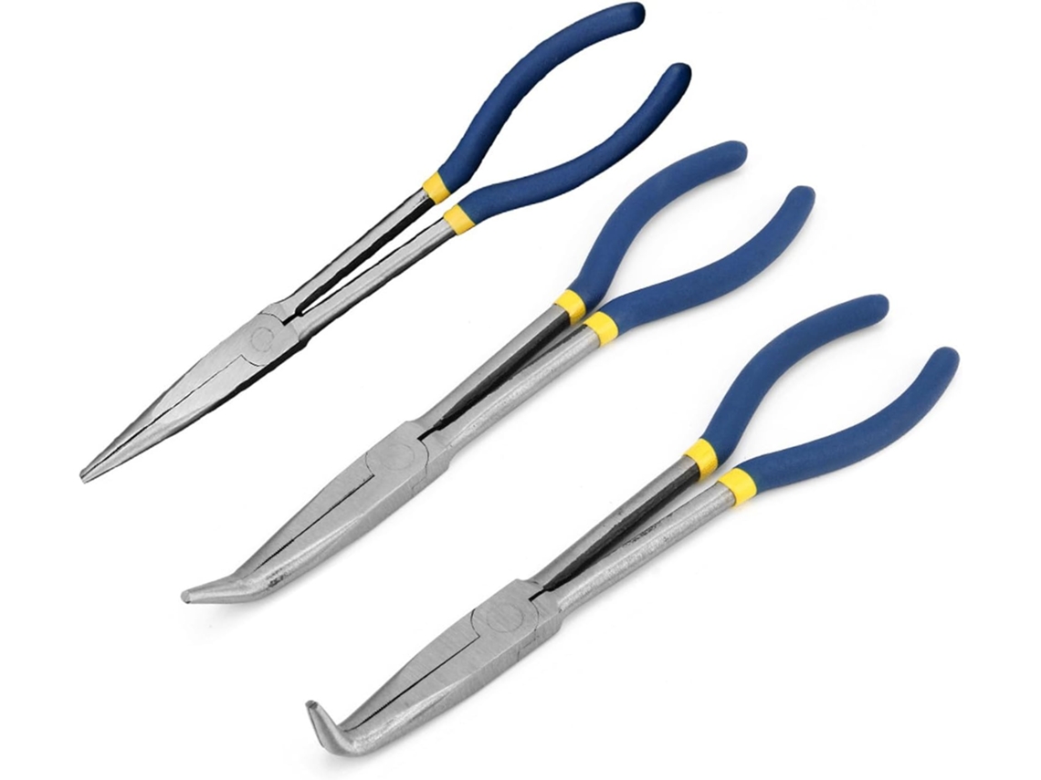 Alicate De Bico Longo 28 Cm (11 Polegadas), 0/45/90 Graus, Ponta Curva, Extrator Cabos, Agulha