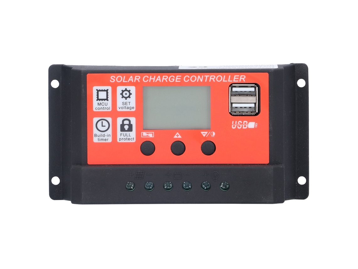 Controlador De Carga Solar Pwm 10a 12v/24v Com Lcd Regulador Para Painel Fotovoltaico Módulo De Energia Solar