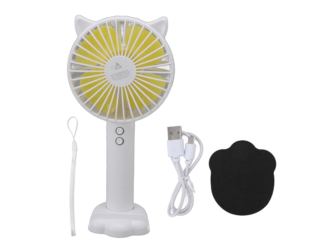 Ventilador Portátil Usb Recarregável 3 Velocidades Branco Viagem