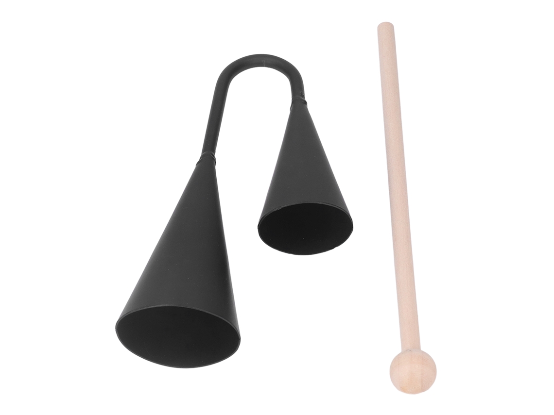 Mali campainha Agogo Bimetálica com Vara de Madeira Instrumento Percussivo Infantil Tradicional Latin