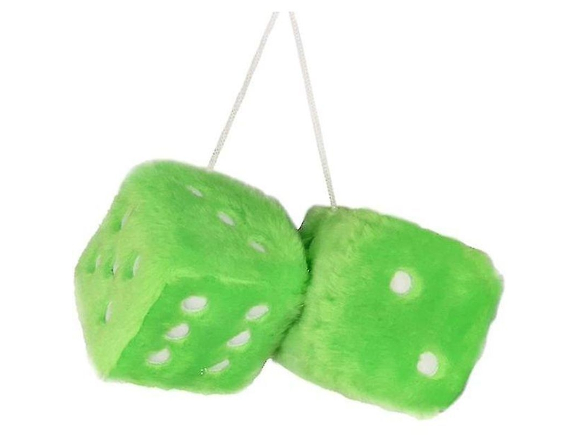 1 Par De Dados De Pelúcia Fuzzy Retrô Quadrados Penduráveis Decoração Interior Carro Verde