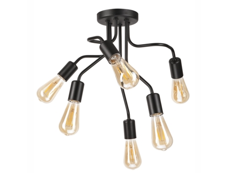 Candeeiro de Teto Hilda Metal Preto 40X44X44 Cm EPIKASA