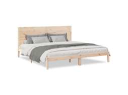 Estrutura De Cama Vidaxl Marrom Madeira De Pinho Maciça (225.5 X 205.5 X 100.5 Cm)